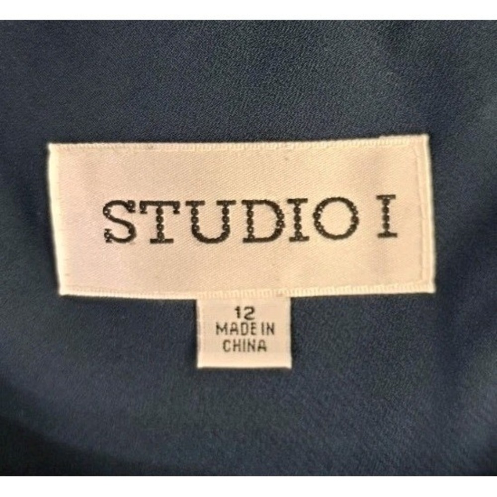 Sleeveless Teal‎ & Black Dress, Studio I Women's Size 12 Sheer Overlay Boho - Picture 3 of 6